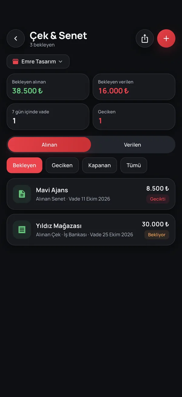 Çek ve senet takibi